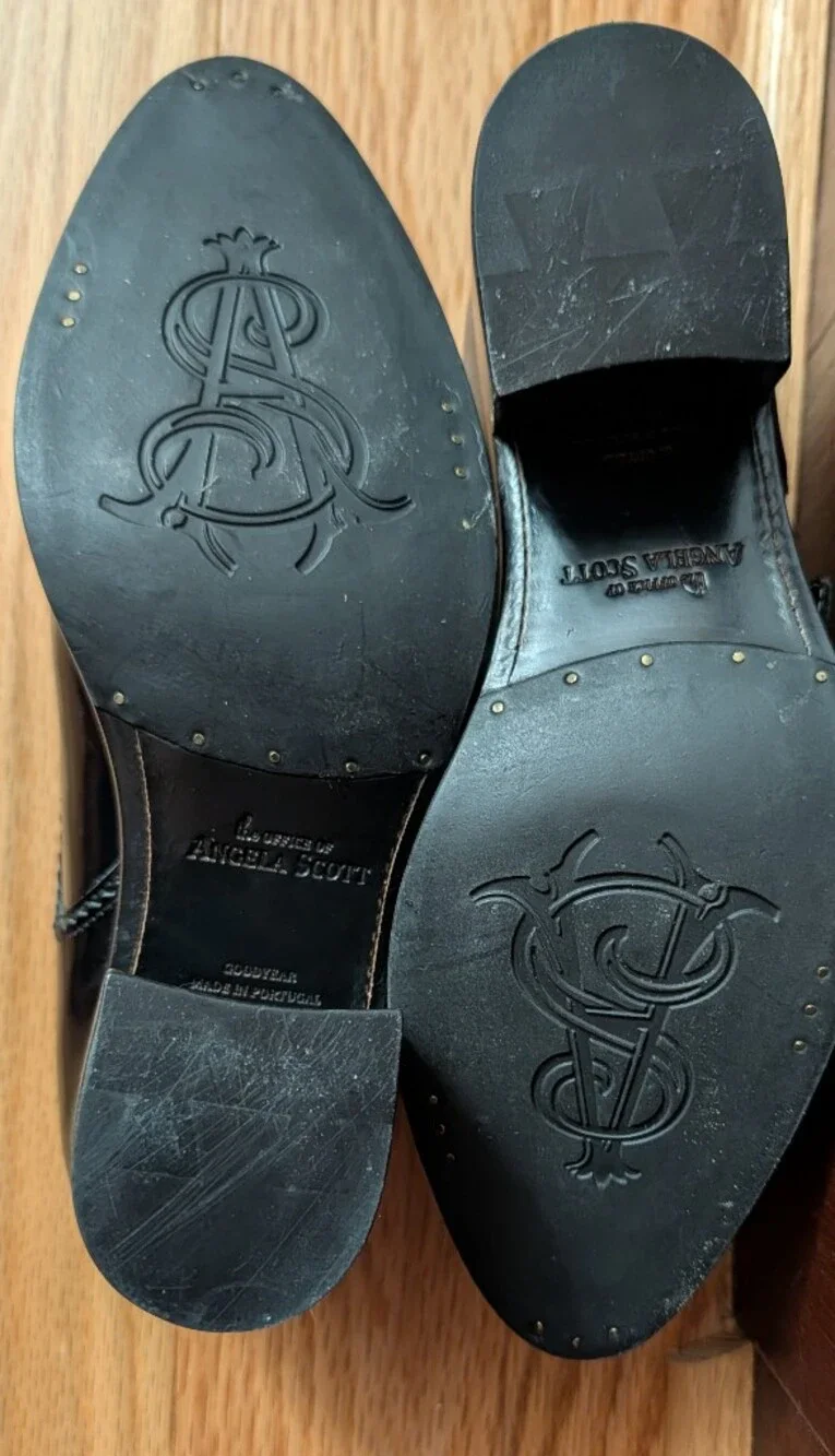 The Office Of Angela Scott Miss Brooke Black Leather Monk Strap Heel EU 35.5